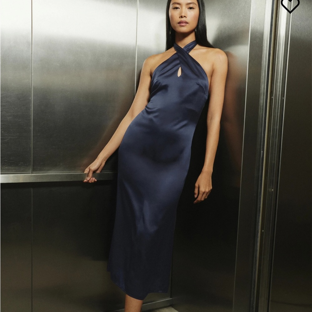 NWT reformation Lille Silk Dress, Navy, size 4